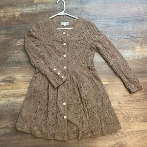 Aniina light brown long sleeve lace dress, sz M